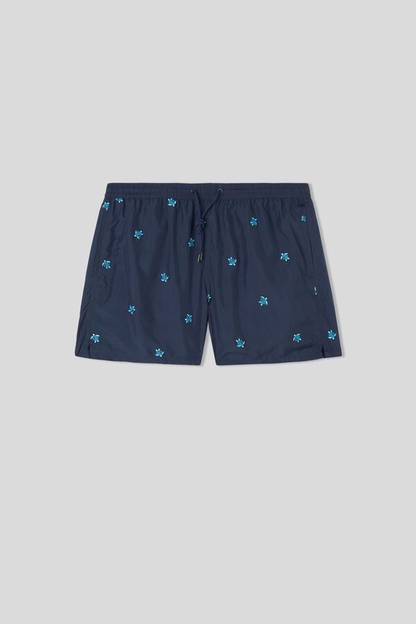 Boys’ Embroidered Turtle Swim Trunks