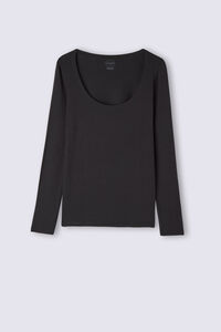 Long-sleeve micromodal scoop neck top