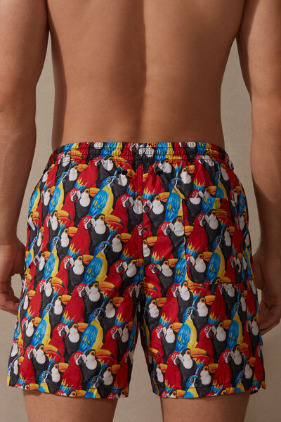 Parrot-Print Swim Shorts
