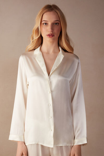 Mannish-Cut Jacket in Silk Satin