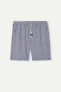 Striped Linen and Cotton Shorts
