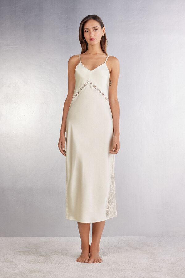 Her Beauty Long Silk and Lace Slip