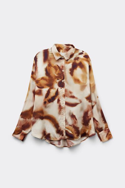 Camisa em Cetim de Viscose Sun Goes Down
