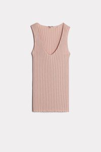 Tubular V-Neck Cotton/Silk Camisole with Wide Shoulder Straps