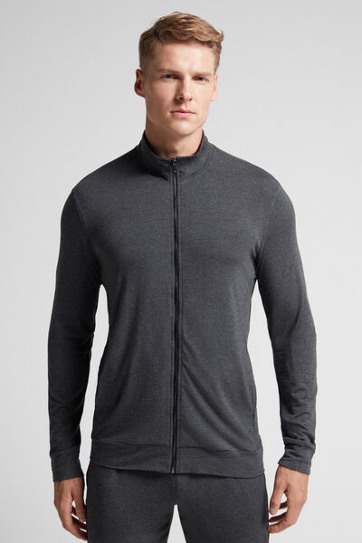 Silk and Modal Zip-Up Sweatshirt