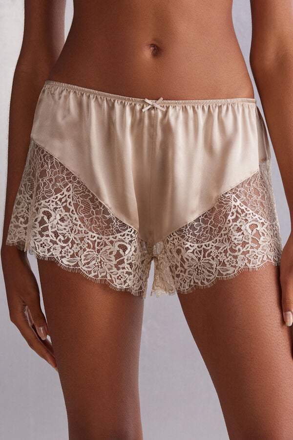 Living in Luxe Silk and Lace Shorts