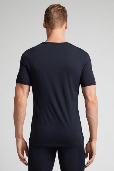 Kurzarm-T-Shirt aus Stretch-Merinowolle