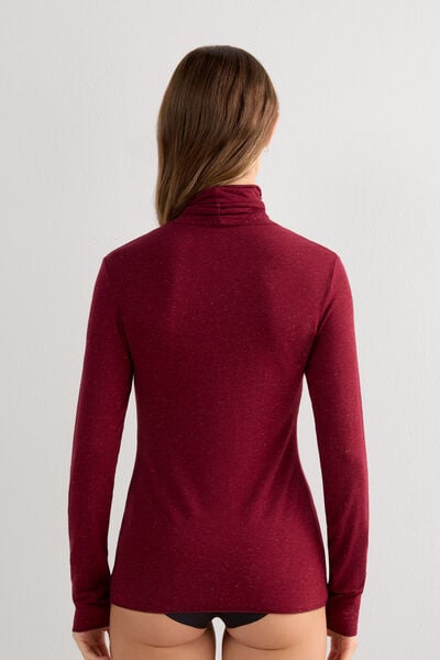 Light Modal with Lamé Cashmere High-Neck Top