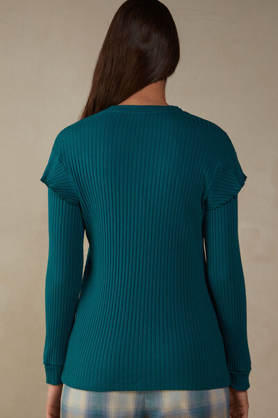 Cozy Mountains Long-Sleeved Ribbed Top