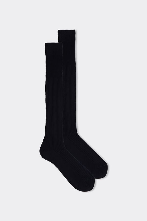 Long Ribbed Cotton Lisle Socks