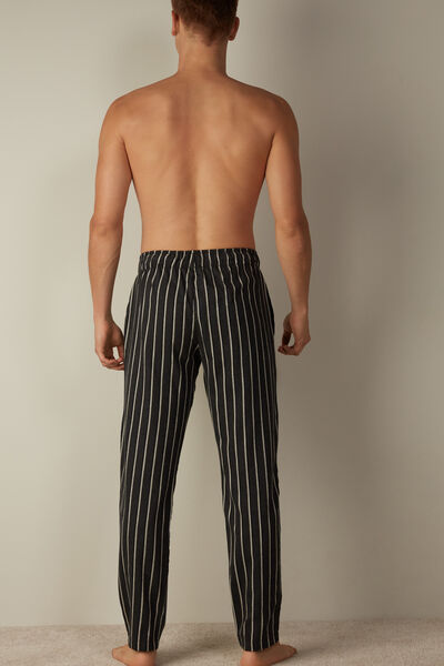 Striped Brushed Plain-Weave Cotton Pyjama Bottoms