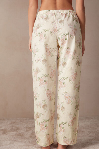 Scent of Roses Full-Length Plain-Weave Cotton Trousers