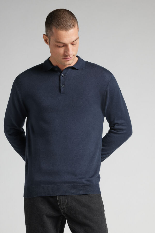 Polo manches longues en maille