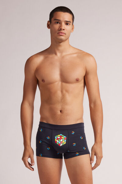 Boxers em Algodão Estampado Cubo