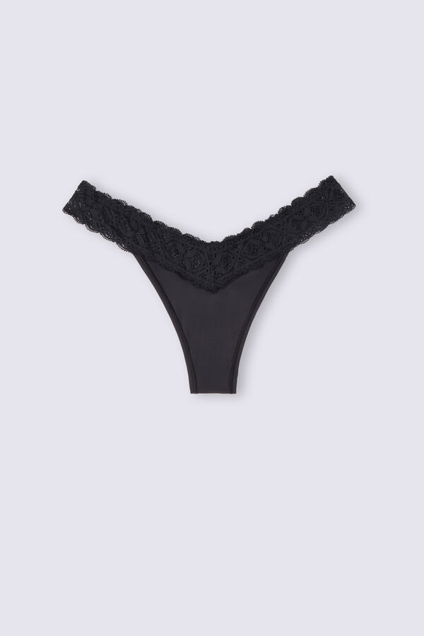 Intimissimi Lace & Microfiber Brief Panties in Black Sz: S New w/Tags