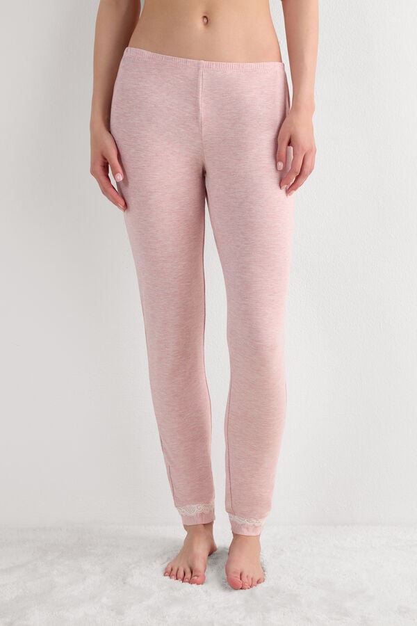 Long Modal Trousers with Lace Details