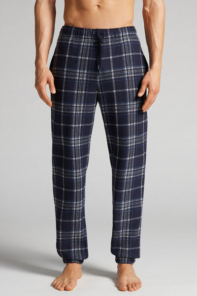 Full-Length Tartan Pattern Tricot Trousers