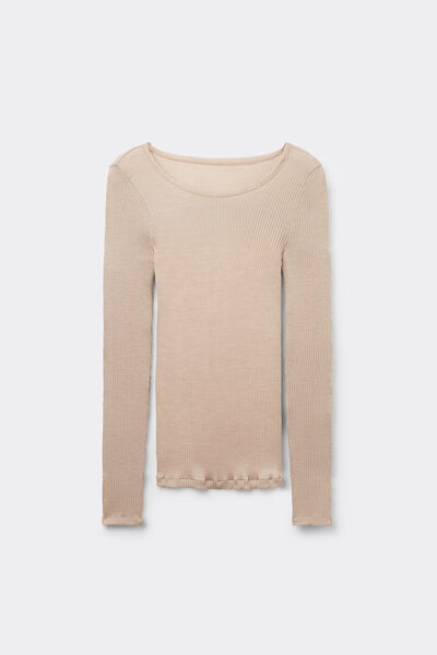 Wool and Silk Long-Sleeved Crew-Neck Max Top