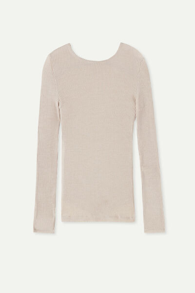 Wool and Silk Long-Sleeved Crew-Neck Max Top