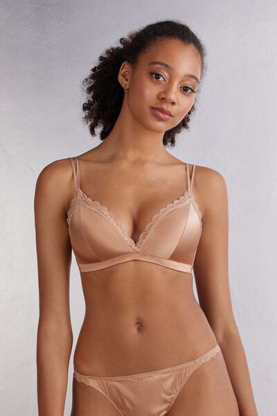 Tiziana Silk and Lace Triangle Bra