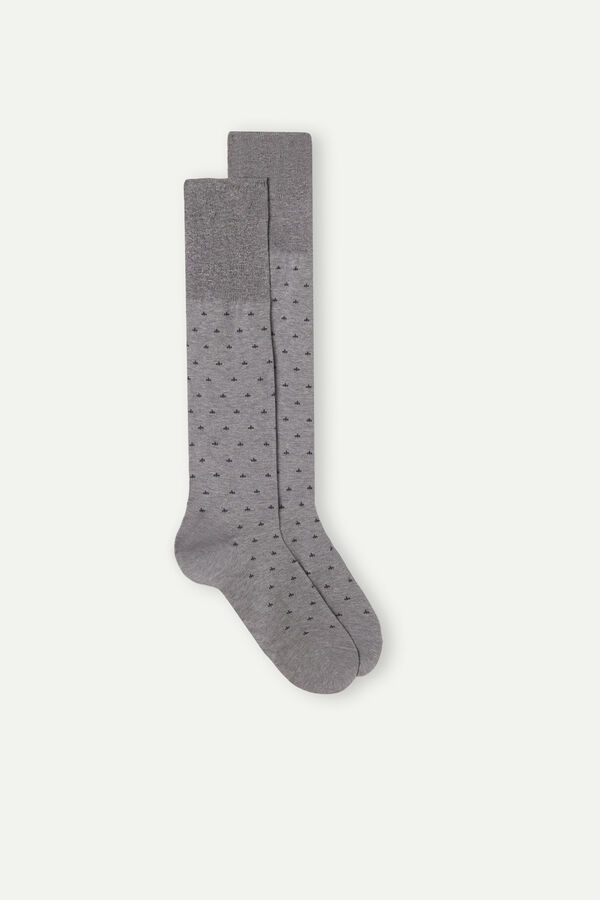 Men’s Long Socks in Patterned Lisle Cotton