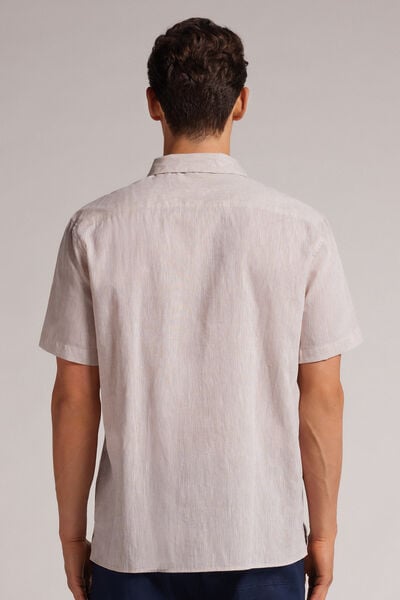 Camicia a Manica Corta in Lino e Cotone