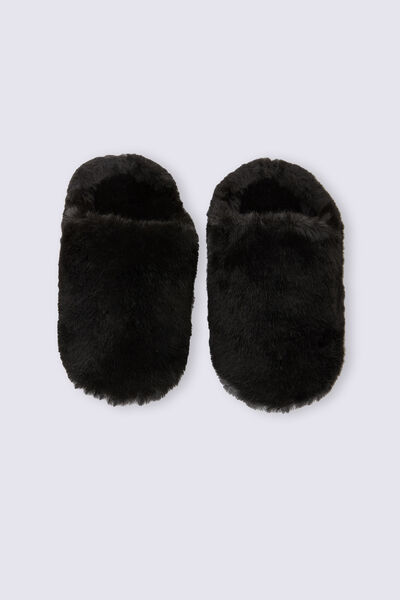 Corduroy and Faux Fur Slippers