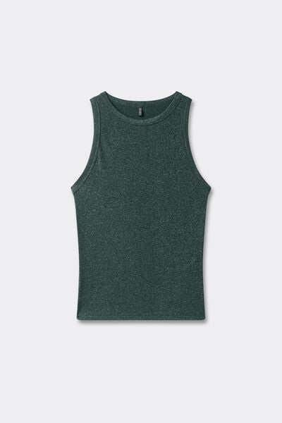 Camiseta de Tirantes de Canal&eacute; de Algod&oacute;n Lam&eacute;