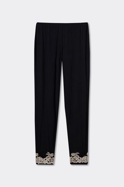 Pretty Flowers Full-Length Modal Trousers with Cuffs