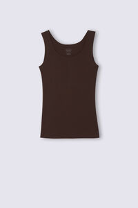 Round-Neck Raw-Cut Cotton Vest Top