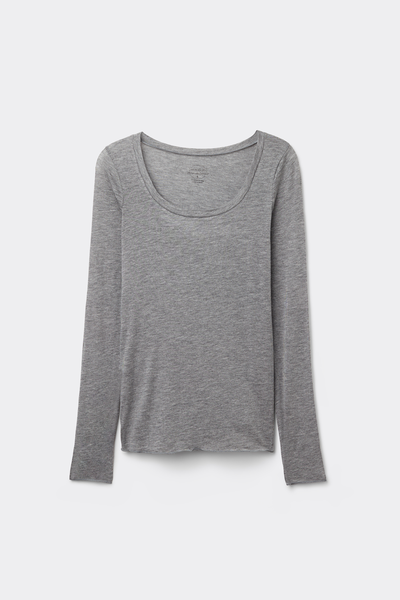 Camisola Manga Comprida Modal Ultralight com Caxemira Decote em U