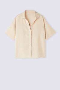 Short-Sleeved Linen Canvas Shirt