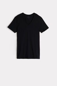 T-Shirt Scollo V in Cotone Superior Extrafine