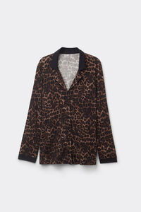 Rozpinana Bluzka z Długim Rękawem z Modalu Luxurious Leopard