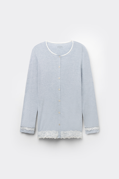 Vorne offenes Shirt aus Modal und Spitze