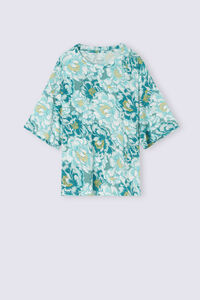 Κοντομάνικη Μπλούζα από Βισκόζη από Μπαμπού Emerald Flower