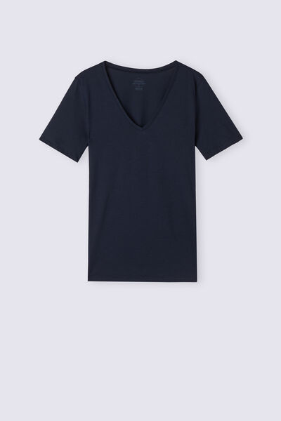 Maglia Manica Corta con Scollo a V in Cotone Ultrafresh