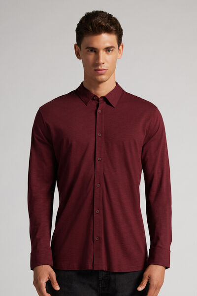 Long-Sleeved Slub Cotton Shirt