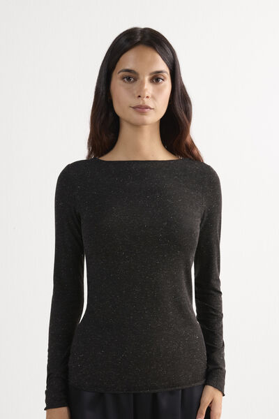 Rundhalsshirt aus Modal Light mit Cashmere Lamè