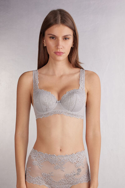 Soutien-gorge balconnet en dentelle florale