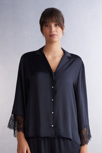 Living in Luxe Menswear Cut Long Sleeve Silk Shirt