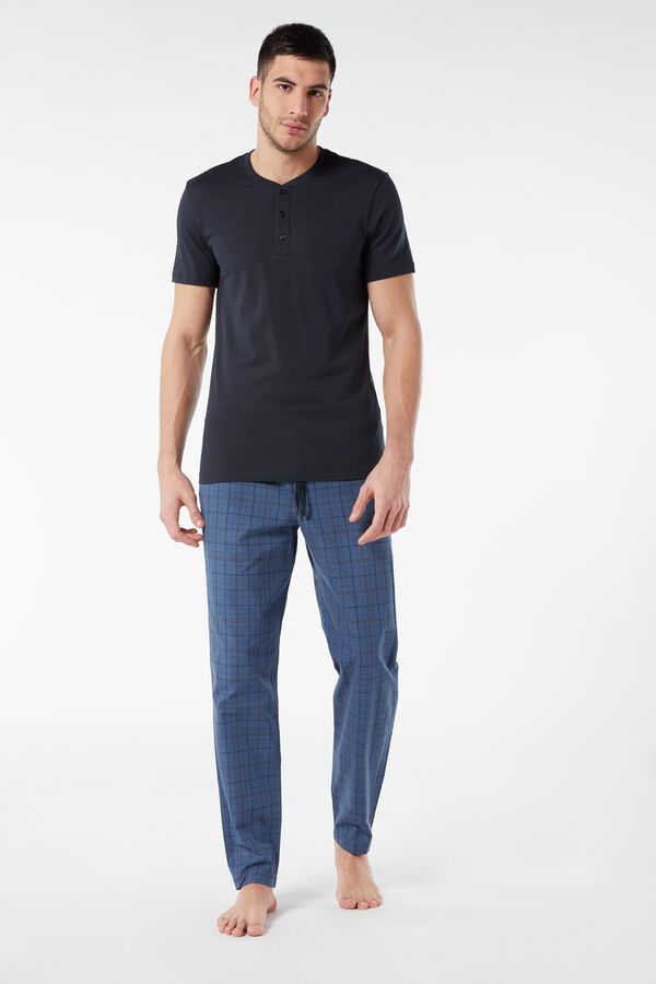 Long Check Canvas Trousers