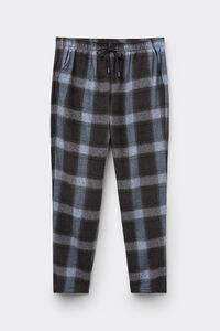 Pantaloni Lunghi in Maglia Stampa Check Blu