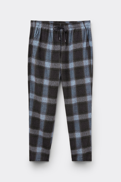 Pantaloni Lunghi in Maglia Stampa Check Blu