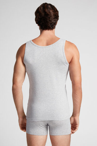 Round-Neck Vest Top in Stretch Superior Cotton