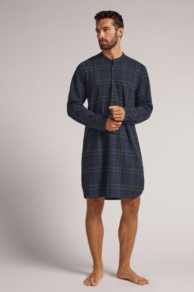 Camisón de Algodón con Estampado a Cuadros