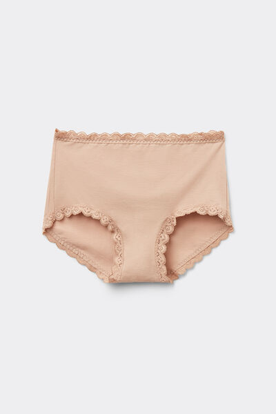Culotte Vita Alta in Cotone e Pizzo