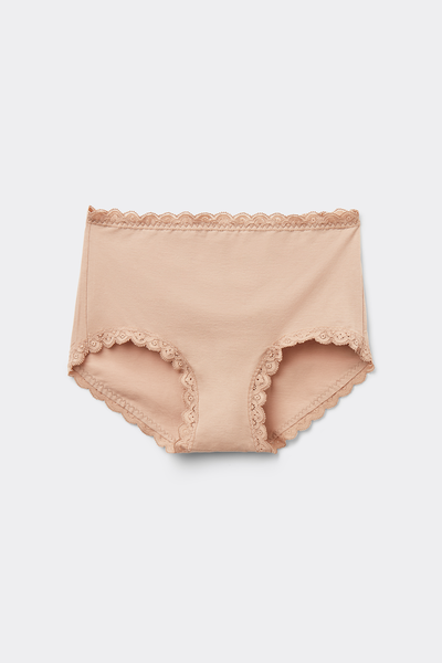 Panty mit hohem Bund aus Baumwolle und Spitze