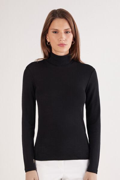 Maglia Manica Lunga Collo Alto 100% Lana Merino