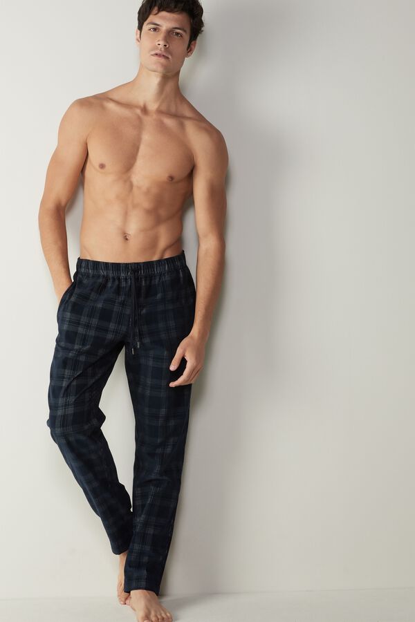 Velvet Effect Ribbed Cotton Fabric Long Pants